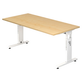 Höhenverstellbarer Schreibtisch MEGA 16 W in Ahorn und Weiß mit rechteckiger Tischplatte von hjh OFFICE PRO