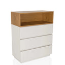 Kommode MELMO K in Weiß und Eiche mit drei Schubladen und einem offenen Fach von hjh LIVING