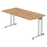 Schreibtisch NANO 16 S mit Tischplatte in Asteiche und silbernem Gestell von hjh OFFICE PRO