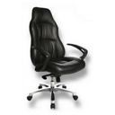 Luxus-Chefsessel OFFICE RS1 mit schwarzem Lederbezug und silberfarbenem Sternfuß von Topstar