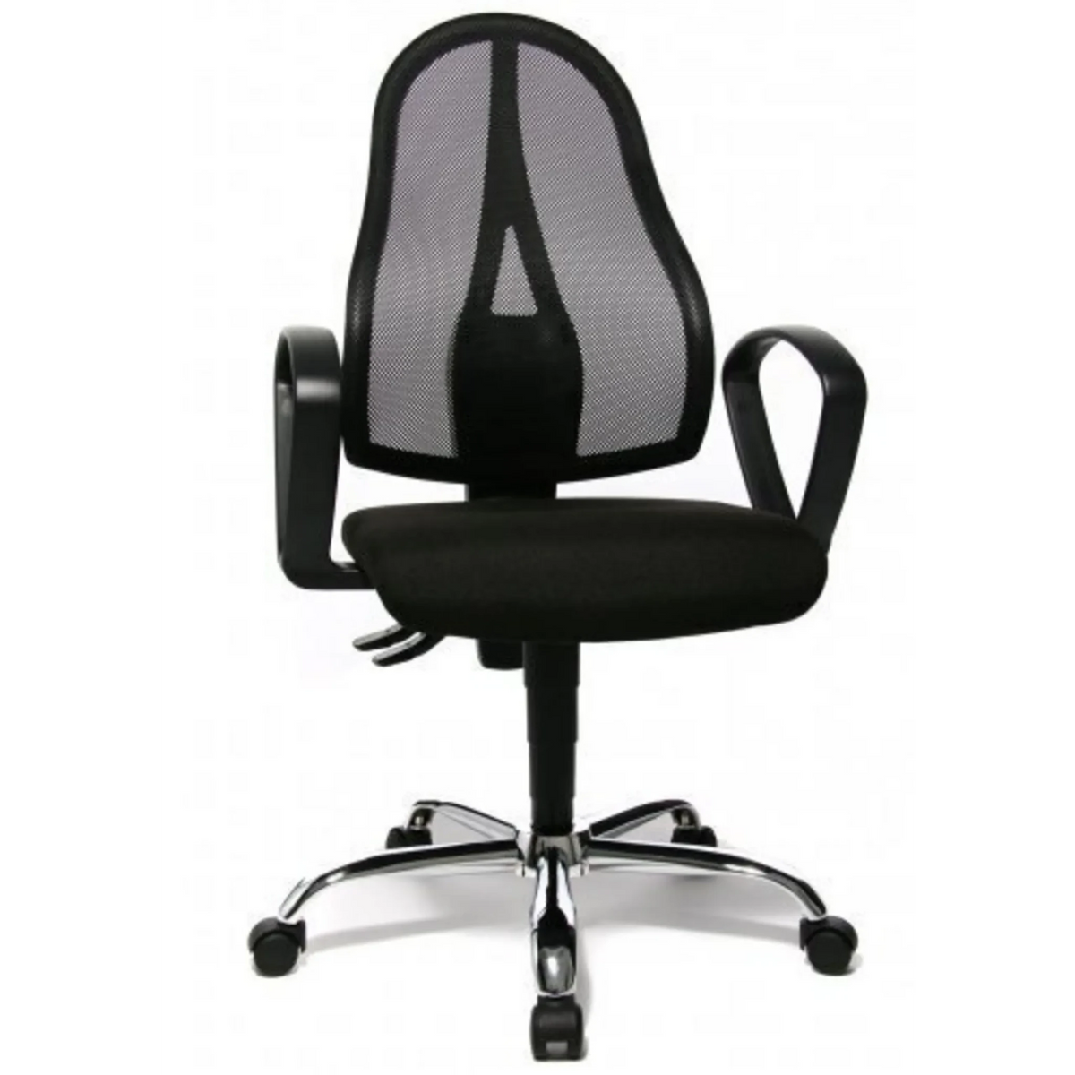 Homeoffice-Bürostuhl OPEN POINT  P SOMO AL.B2(B) in Schwarz mit Netzrückenlehne und glänzendem Fußkreuz von Topstar