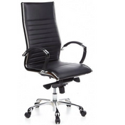 Profi-Chefsessel PARMA 20 mit schwarzem Kunstlederbezug und glänzenden Chromelementen von hjh OFFICE
