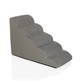 Graue Haustiertreppe PAWY STEP 5 mit vier Stufen und strukturiertem Stoffbezug von hjh LIVING