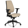 Profi-Bürostuhl PRO-TEC 500 mit beigem Stoffbezug, schwarzen Armlehnen und Rollenkreuz von hjh OFFICE