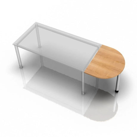 Ansatztisch QA60 / QA80 / QA160 mit einer halbkreisförmigen Platte in Nussbaum-Optik von hjh OFFICE PRO