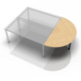 Ansatztisch RA60 G / RA80 G / RA160 G in Ahorn-Optik mit halbrunder Tischplatte von hjh OFFICE PRO