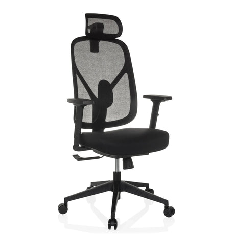 Schwarzer Profi-Bürostuhl RALOO ECO mit Netzrückenlehne, Kopfstütze und Armlehnen von hjh OFFICE
