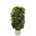 Kunstpflanze Schefflera 2 in Grün mit dichten Blättern in einem schlichten beigen Topf von hjh OFFICE