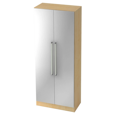Zweitüriger Schrank SIGNA G 7100 in Ahorn und Silber mit zwei langen Chromgriffen von hjh OFFICE PRO