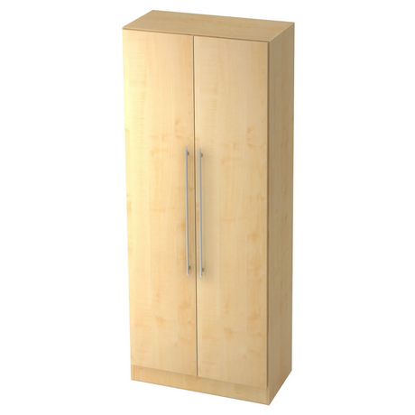 Zweitüriger Aktenschrank SIGNA G 7200 in Ahorn-Optik mit zwei silberfarbenen Relinggriffen von hjh OFFICE PRO