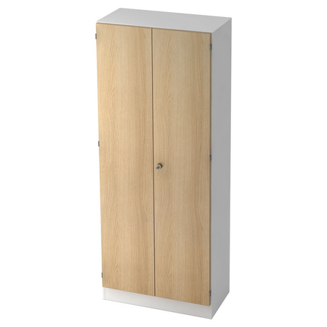 Aktenschrank SIGNA K 6100 SG in Weiß und Eiche mit zwei Türen und einem Schloss von hjh OFFICE PRO