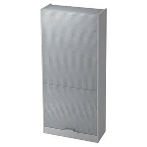 Grauer Aktenschrank SIGNA R 90 aus Metall mit Lamellentüren und Chromgriff von hjh OFFICE PRO