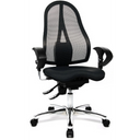 Profi-Bürostuhl SITNESS 15 U2 in Schwarz mit Netzrückenlehne und glänzendem Fußkreuz von Topstar