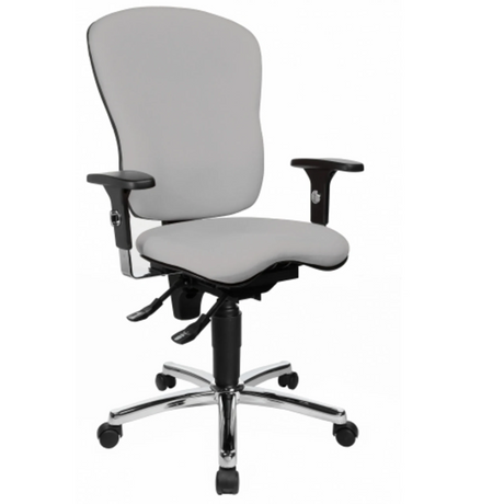 Profi-Bürostuhl SITNESS PRO AL.P4 in Hellgrau mit schwarzen Armlehnen und glänzendem Fußkreuz von Topstar