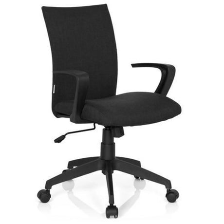 Home-Office-Bürostuhl SOFT mit schwarzem Stoffbezug und Armlehnen von hjh OFFICE