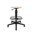 Counterstuhl Tec 60 mit Sitzfläche aus Buche, schwarzem Gestell und Fußring von Topstar