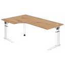 Höhenverstellbarer Schreibtisch UNDA 82 W in Asteiche mit silbernem Gestell von hjh OFFICE PRO