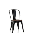 Schwarzer Bistrostuhl VANTAGGIO COMFORT W mit dunkler Holzsitzfläche und Metallgestell von hjh OFFICE