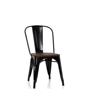 Schwarzer Bistrostuhl VANTAGGIO COMFORT W mit dunkler Holzsitzfläche und Metallgestell von hjh OFFICE