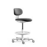Arbeitsstuhl WORK MF2 W in Dunkelgrau mit weißem Fußkreuz und Fußring von hjh OFFICE