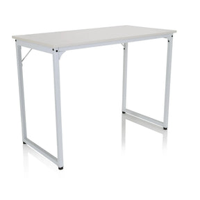 Weißer Schreibtisch WORKSPACE I mit rechteckiger Platte und einem schlichten Metallgestell von hjh OFFICE