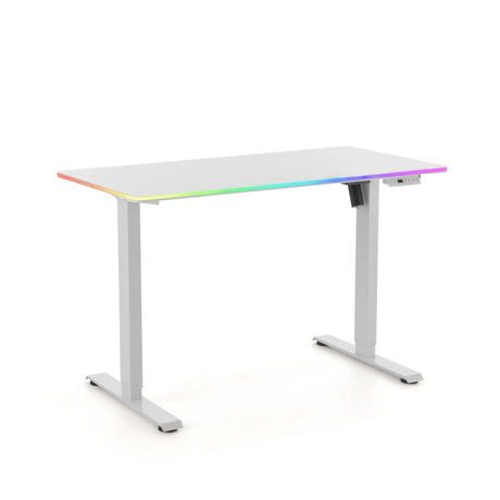 Elektrisch höhenverstellbarer Schreibtisch Worktime LED in Weiß mit RGB-Beleuchtung von hjh OFFICE