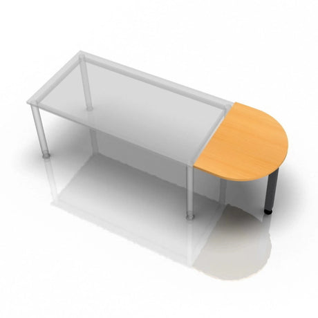 Ansatztisch XBA60 G / XBA80 G mit halbkreisförmiger Platte in Buche-Optik und silbernen Beinen von hjh OFFICE PRO
