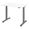 Elektrisch höhenverstellbarer Schreibtisch XMST 12 G mit weißer Tischplatte und grauen Beinen von hjh OFFICE PRO