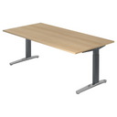 Höhenverstellbarer Schreibtisch XTRA XB 2E GC in Eiche-Optik mit grauen Standfüßen von hjh OFFICE PRO