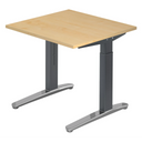 Höhenverstellbarer Schreibtisch XTRA XB 8 GC in Ahorn-Optik mit grauen Beinen von hjh OFFICE PRO