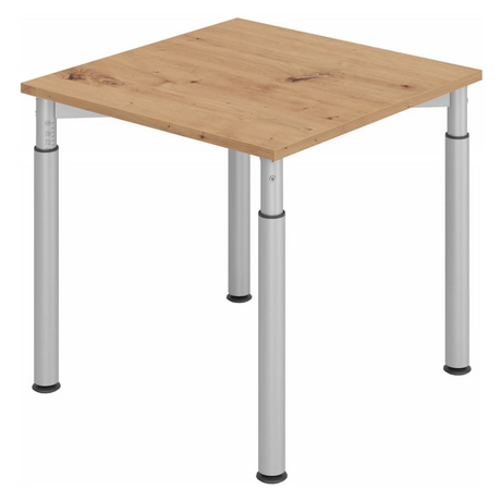 Höhenverstellbarer Schreibtisch YAMA 8 S in Asteiche mit silberfarbenen Beinen von hjh OFFICE PRO