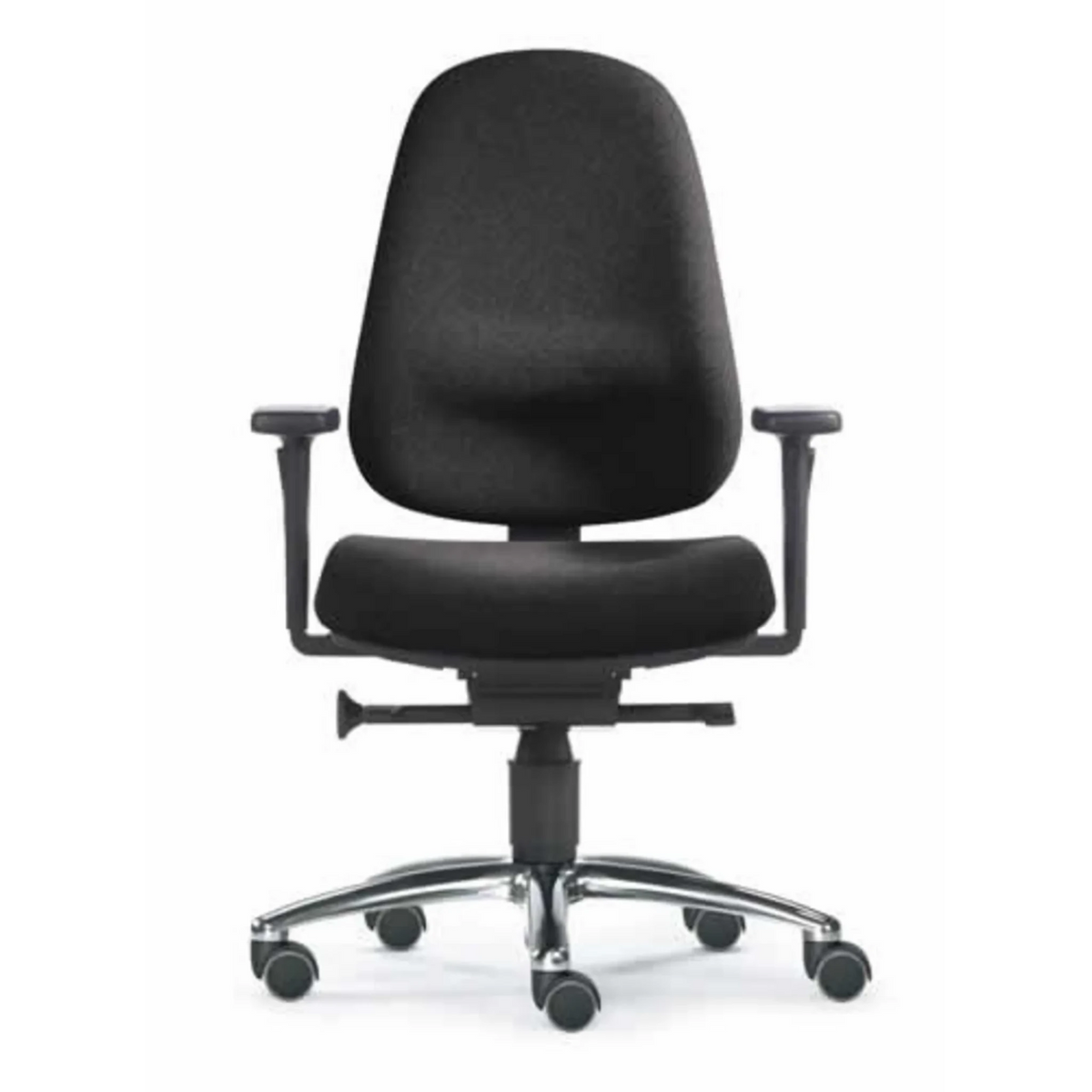 Profi-Bürostuhl ZERO 12 AL mit schwarzem Stoffbezug, Armlehnen und Rollenkreuz von Sitwell Steifensand