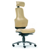 High-End-Bürostuhl ZERO O1 L in Creme mit Kopfstütze und verchromtem Fußkreuz von Sitwell Steifensand